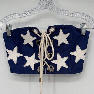 Jagger & Stone Blue Star Lace-Up Corset Tube Top Women’s Size 8